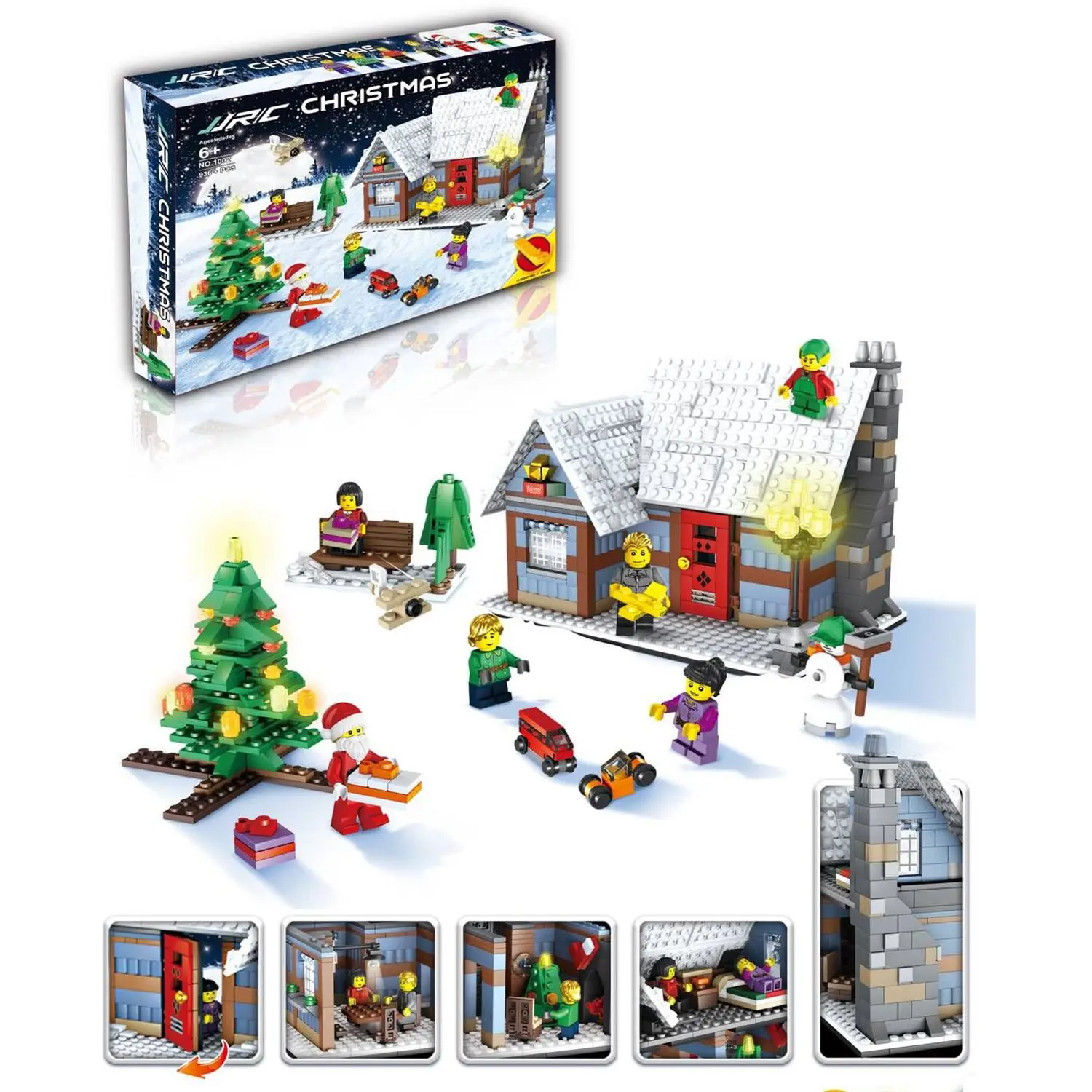 

JJRC1002 Christmas Village Santa Claus Wooden Horse Funny Building Blocks Figures Best Gift Education Present Toys for Kids Ch