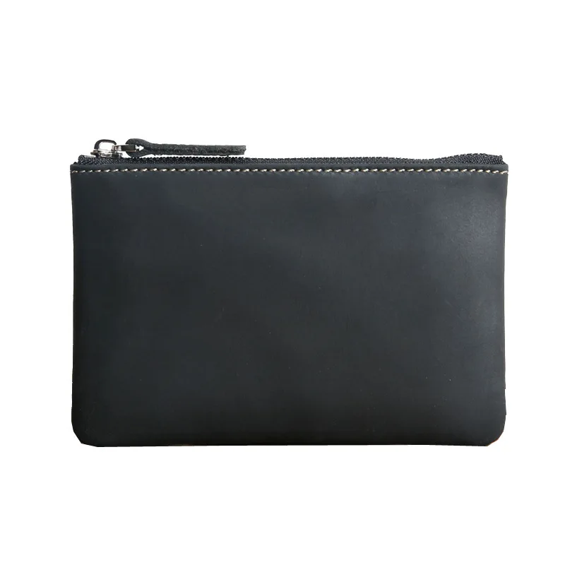 

Genuine Leather Mini Wallet Men Women Vintage Handmade Short Small Slim Wallets Purse Female Zipper Coin Pocket