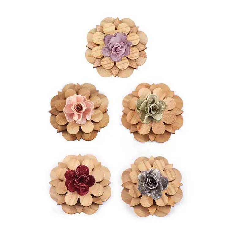 

Handmade Wooden Brooch High-End Retro Suit Clothing Men's Wedding Party Suit Corsage Wood Lapel Flower Wooden Brooch