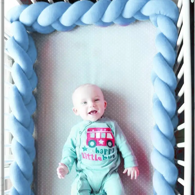 

2m Baby Bed Fence Braided Striped Twist Soft Knot Pillow Braided Crib Bumper Bedding Cushion