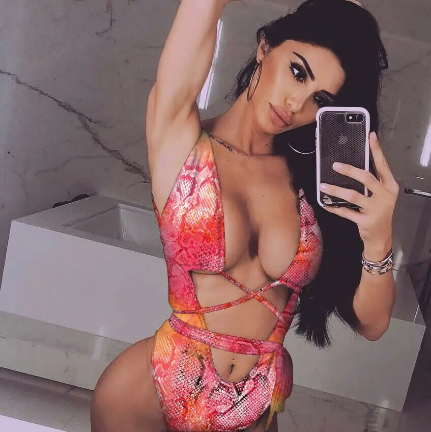 2019 New Sexy Women Girls One-Piece Leopard Printed Swimsuit Bandage Monokini Beachwear Swimwear Summer Bikini Bathing suit-1
