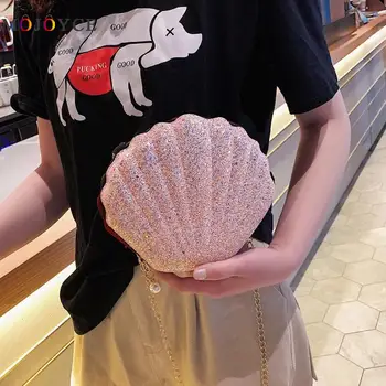 

Shinny Shell Shape Design Ladies Shoulder Bag Fashion Banquet Party Mini Chain Crossbody Bags for Women Delicate design: classic