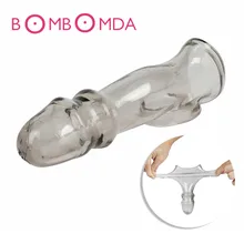 Reusable Condom For Men Textured Extender Sleeve Lengthen Crude Penis Cover Dildo Sheath Condoms Sex Toys for Men Penis Sleeve