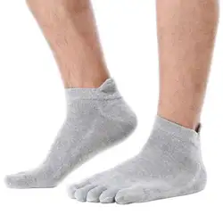 1 пара удобные дышащие мужские хлопковые носочки Чистый Спорт пять пальцев Твердые Необычные носки для мужчин