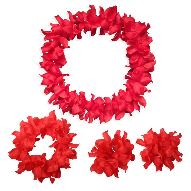 

4 Piece Hawaiian Flower Leis Garland Necklace Fancy Dress Party Hawaii Beach New