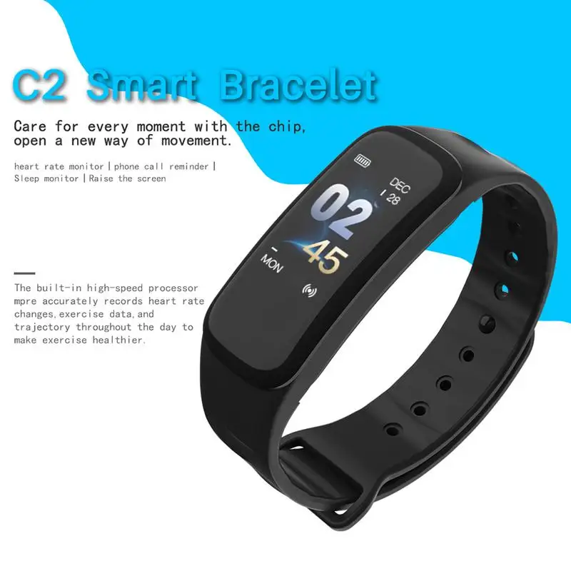 C2 Smart Bluetooth браслет большой изогнутый Экран обнов Спортивный Движение сердечного
