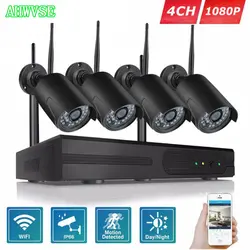 AHWVSE 4CH Wi-Fi система видеонаблюдения Беспроводной NVR комплект 4 шт. 1080 P HD ip-камера 2MP наружная водостойкая домашняя система видеонаблюдения