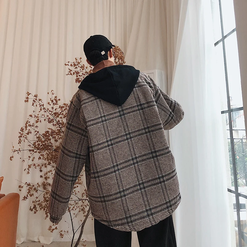 Incluso Coreano Edición ropa Tamaño 2018 Cachemira Suelta Nueva Abrigo Casual Black Sombrero Celosía khaki Invierno Gruesa Amantes Algodón Acolchada De Gran TpZ0wAxq