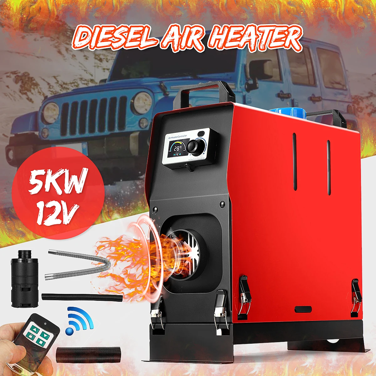 

5KW 12V Integration Single Holes Air Diesels air parking heater Knob Switch Car Heater With Remote Control Saving Space