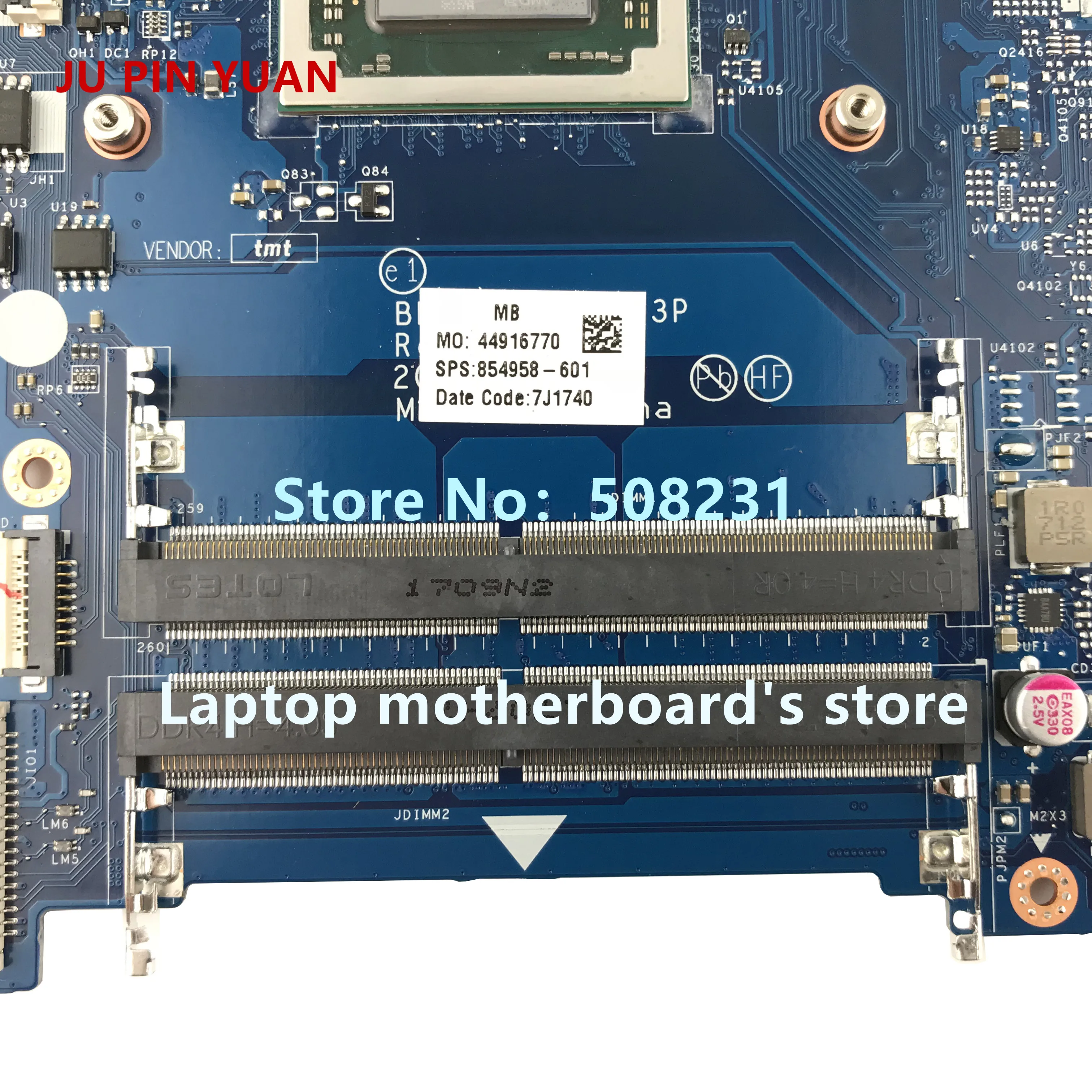 JU PIN YUAN 854958-601 854958-501 854958-001  LA-D713P mainboard for HP 15-BA 15Z-BA laptop motherboard A10-9600P fully Tested