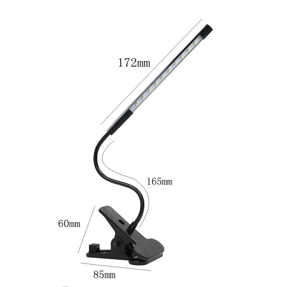 

LED Small Reading Book Lamp Clip Metal Eye Protection Students Night Light USB Study Office Reading Bedside Table Lamp