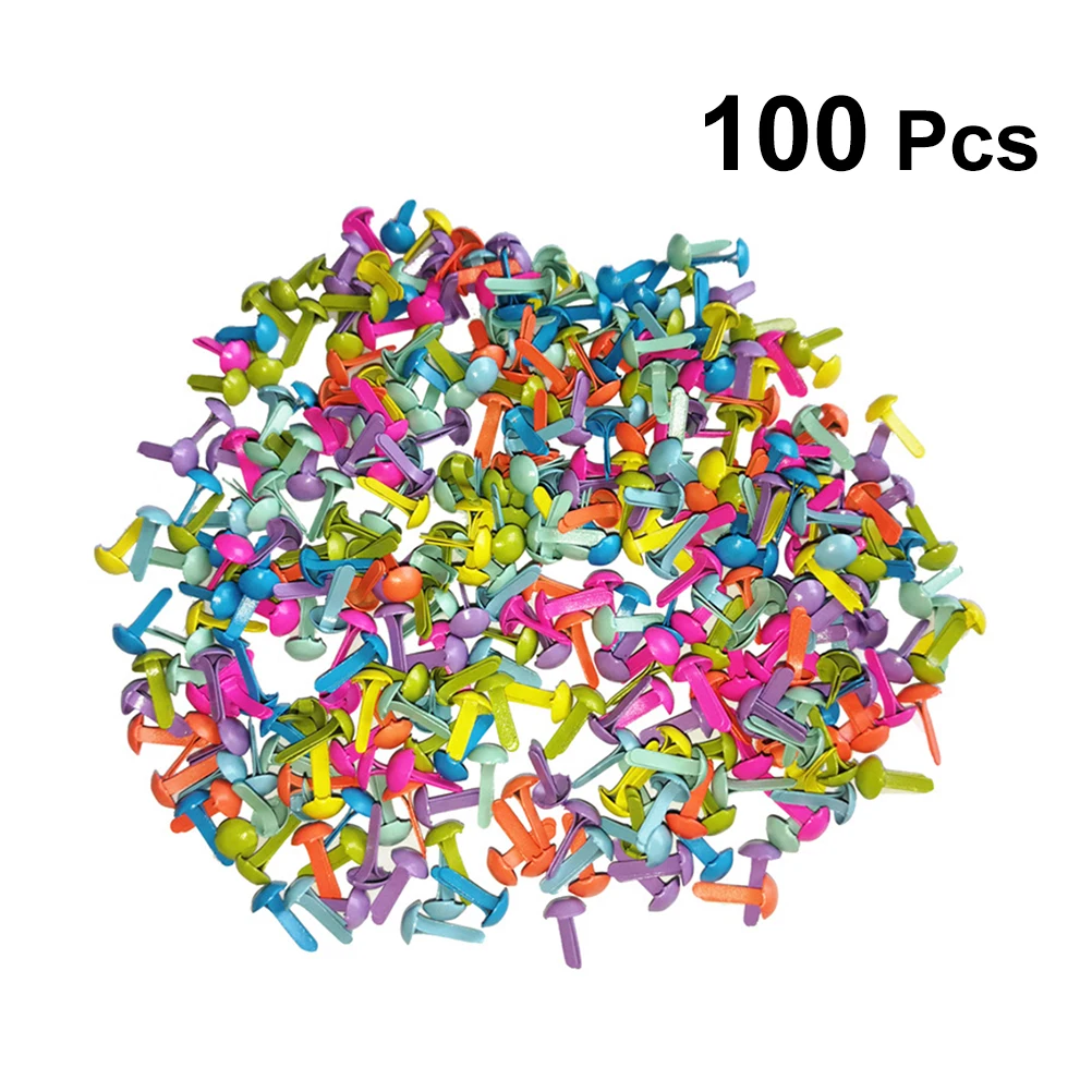 Metal Brads Scrapbooking Decoration 100 Pcs Mini Brads Assorted Colors Round Brad Pastel Brads Embellishment Fastener For Scrapbooking Making Stamping DIY