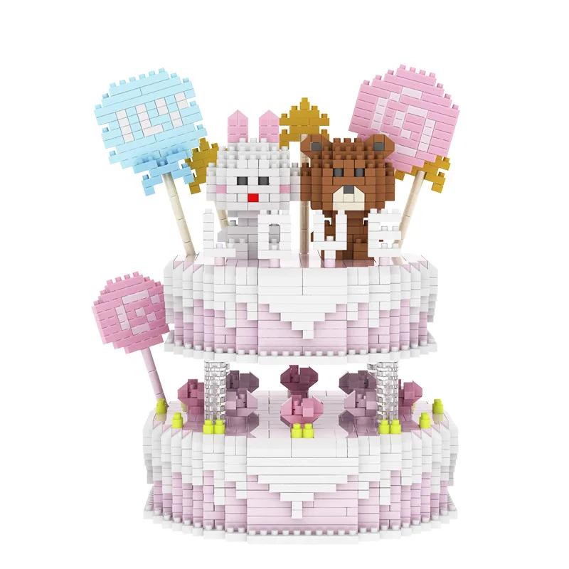 

Diamond Small Particles Assembled Children's Toy Building Blocks 9901 Birthday Cute Cartoon Mini Cake