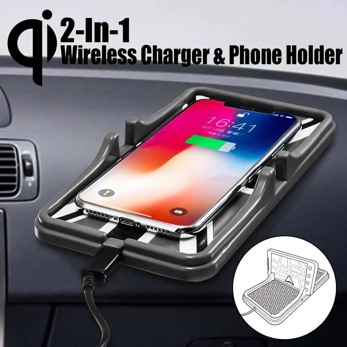 Qi Wireless Car Charging Charger Pad 5W Plastic Car Phone Holder Stand
