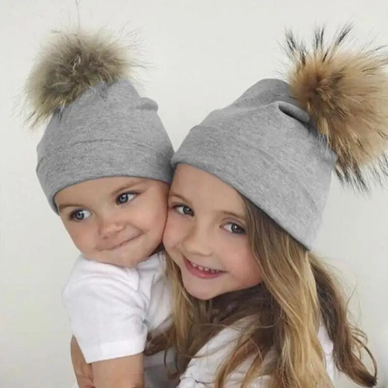 

Cute Baby Children Hat Baby Boys And Girls Winter Caps Babys Cotton Faux Fur Pompom Warm Beanie Beautiful Kids Accessories Gifts