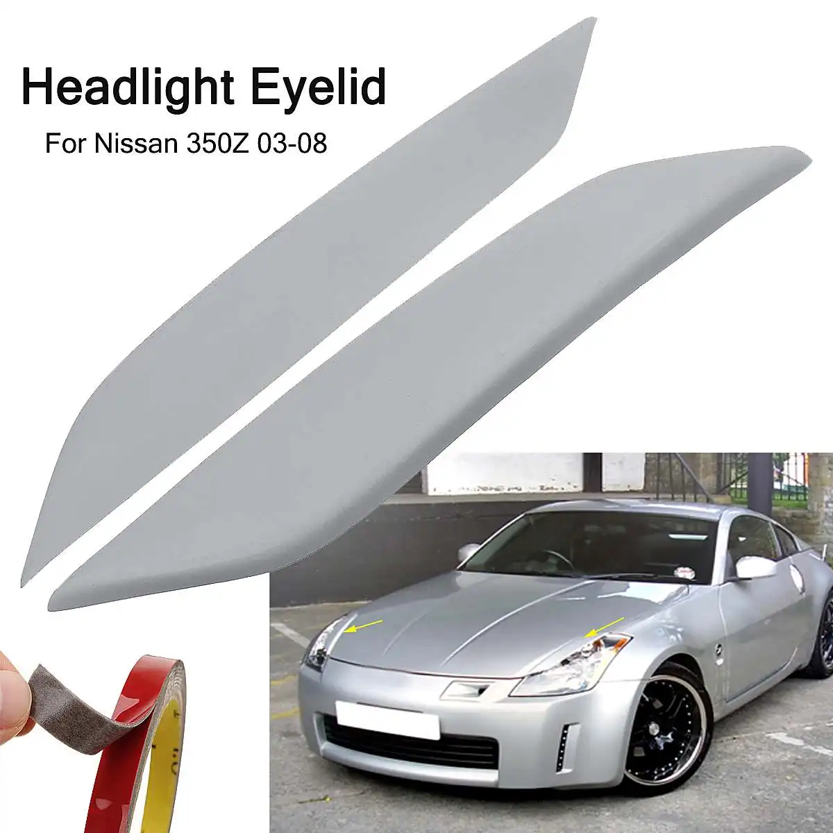 

2PCS Car Unpainted Eyelid Eyebrows Headlight Cover For Nissan 2003-2008 350Z