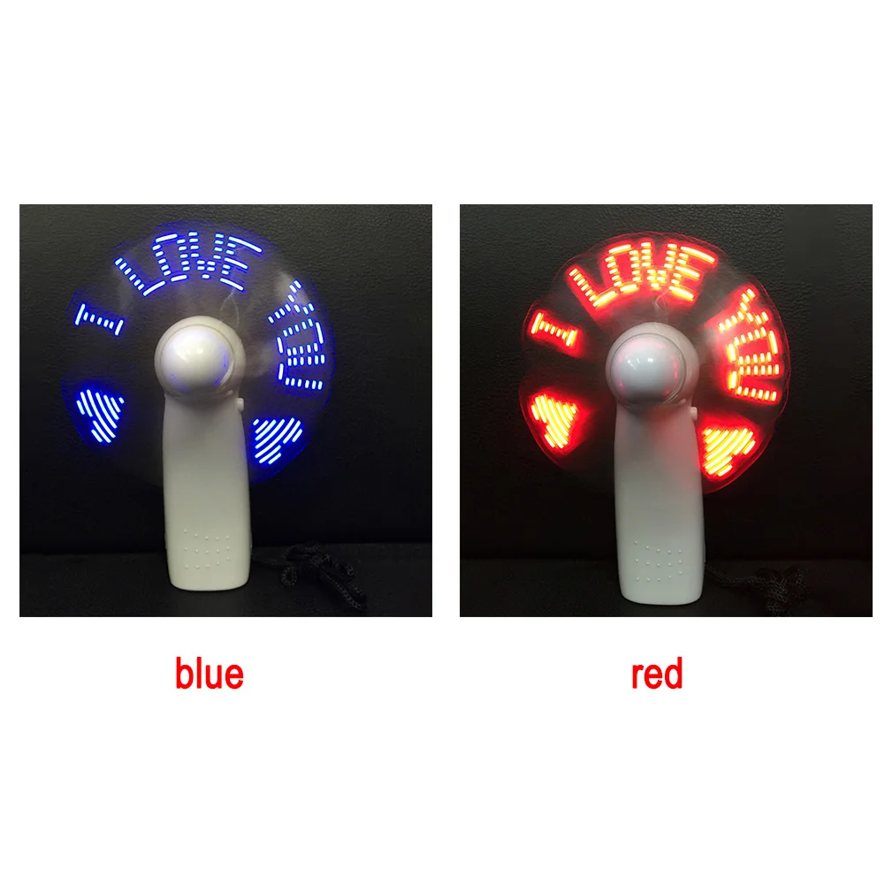 Handheld Flash LED Love Pattern Mini Fan Super Mute Battery Operated Desktop Gaming Accessories Mini Cooling Fan