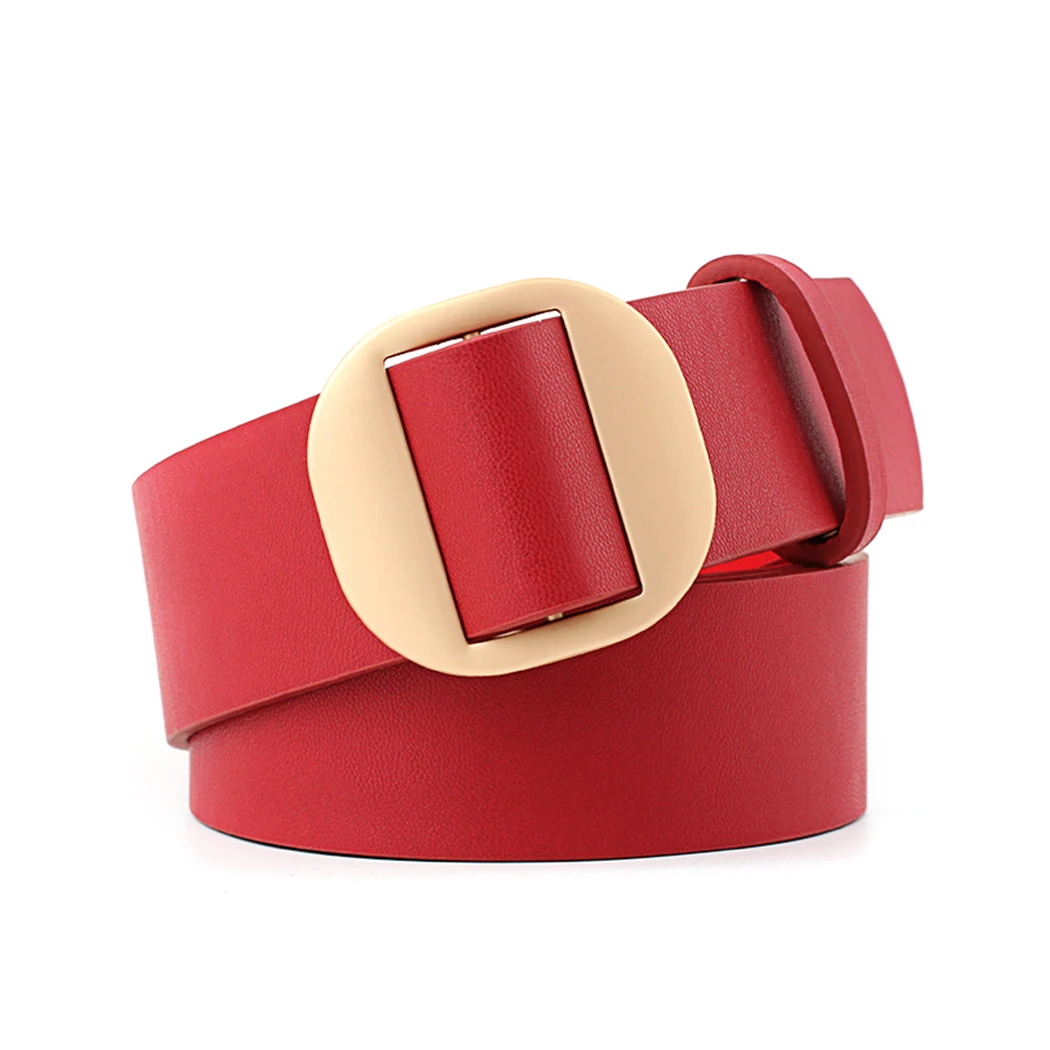 Women Leather Belts Cummerbund Fashion Metal Circel Buckle Wide Waist