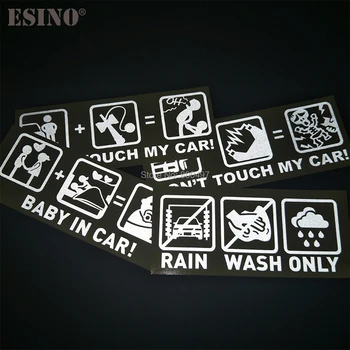 Car Styling Fashion Funny Decoration Car Accessory Don't Touch My Car Baby in Car Creative Reflective Stickers Car Body Decal 1