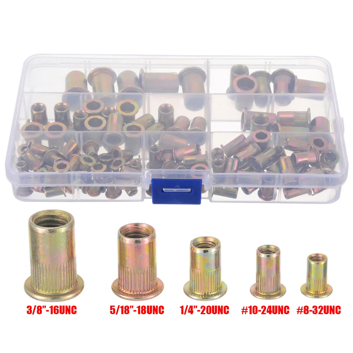 115pcs/set Rivet Set Zinc Plated Carbon Steel Rivets Threaded Rivet