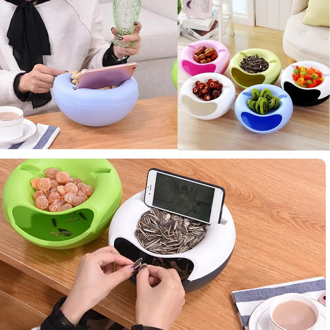 Double-layer Melon Seed Fruit Basket Organizer Kitchen Food White Pink Green Blue Snack Storage Box | Дом и сад