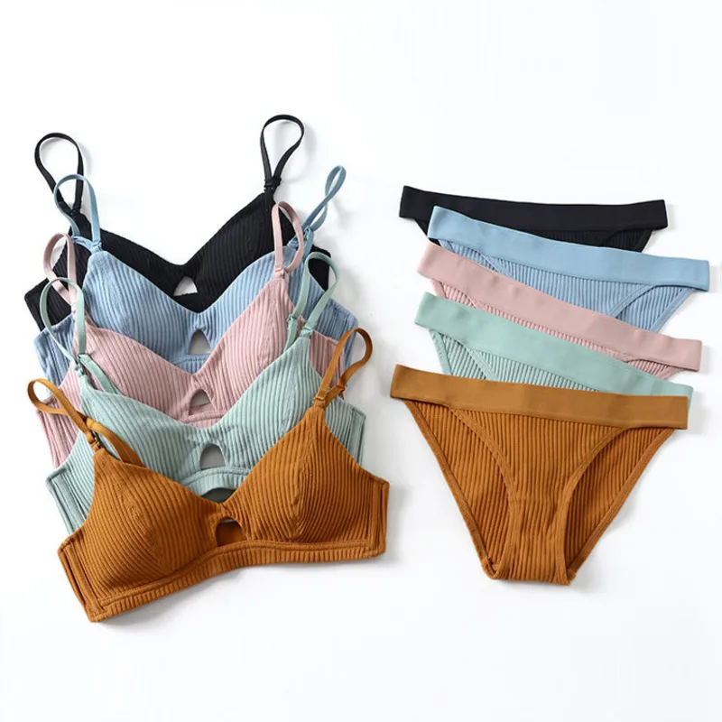 

YSANSCA High Quality Cotton Underwear Set Fashion Striped Bra Set Noble Girl Lingerie Set Push Up Bra Sexy Bra And Panty Sets