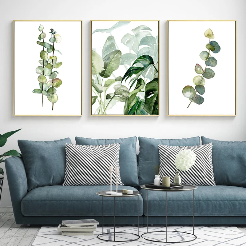 Greenery Wall Art Scandinavian Canvas Painting Botanical Posters and