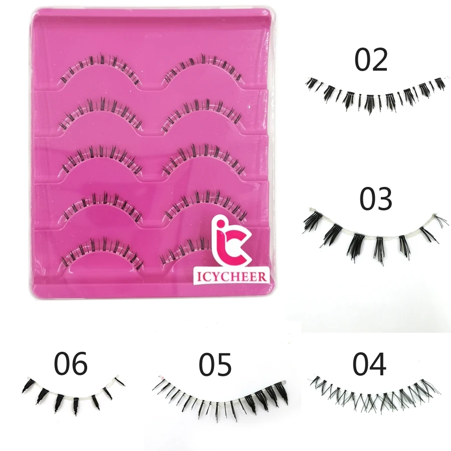 

ICYCHEER 5 Pairs Lady Girl Handmade Natural Lower Under Bottom False Eyelashes Makeup Tools Short Eyelash Extension