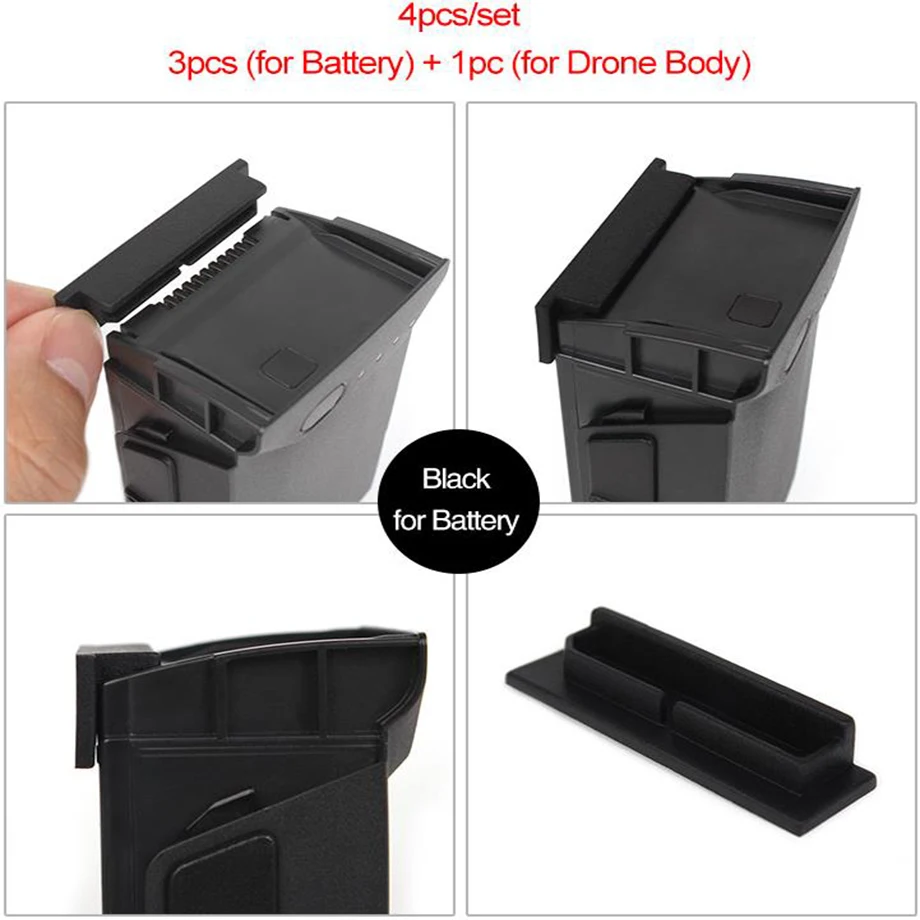 

3+1Pcs Silicone Cover Dustproof Plug for Drone Body Port + Battery Charging Port Protector for DJI MAVIC AIR Black Gray