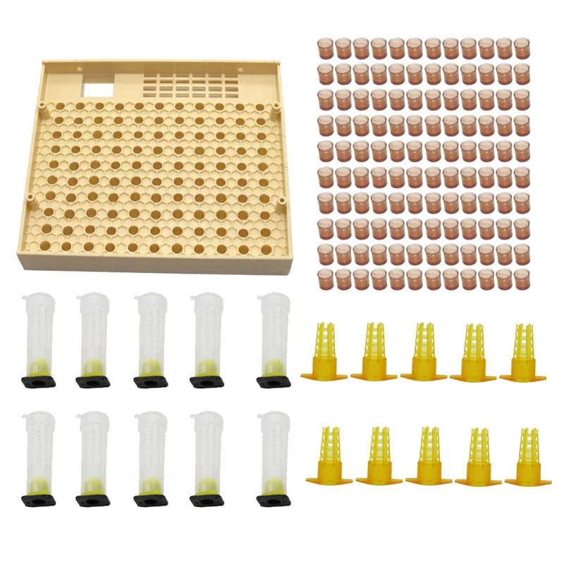 

LUDA Beekeeping Cup Kit 120 Cell Cups Bee Tool Set Queen Rearing System Bee Nicot Complete Catcher Cage Apiculture Helper