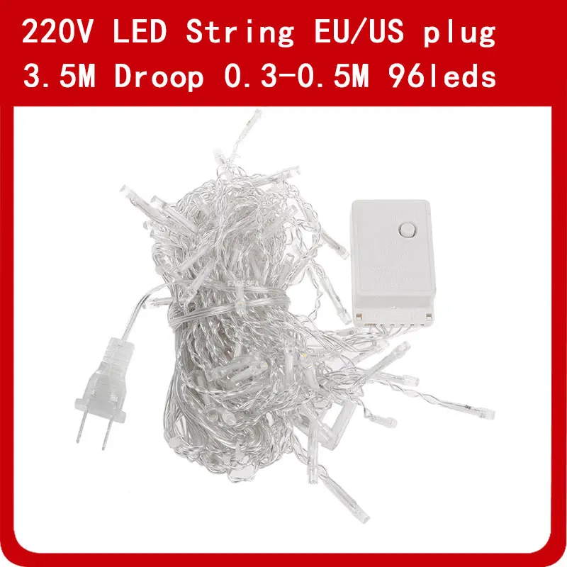 

Christmas Holiday Decoration Led Lights 3.5m Droop 0.3-0.5m 96leds Curtain Icicle String for New Year Garden Wedding Party EU/US