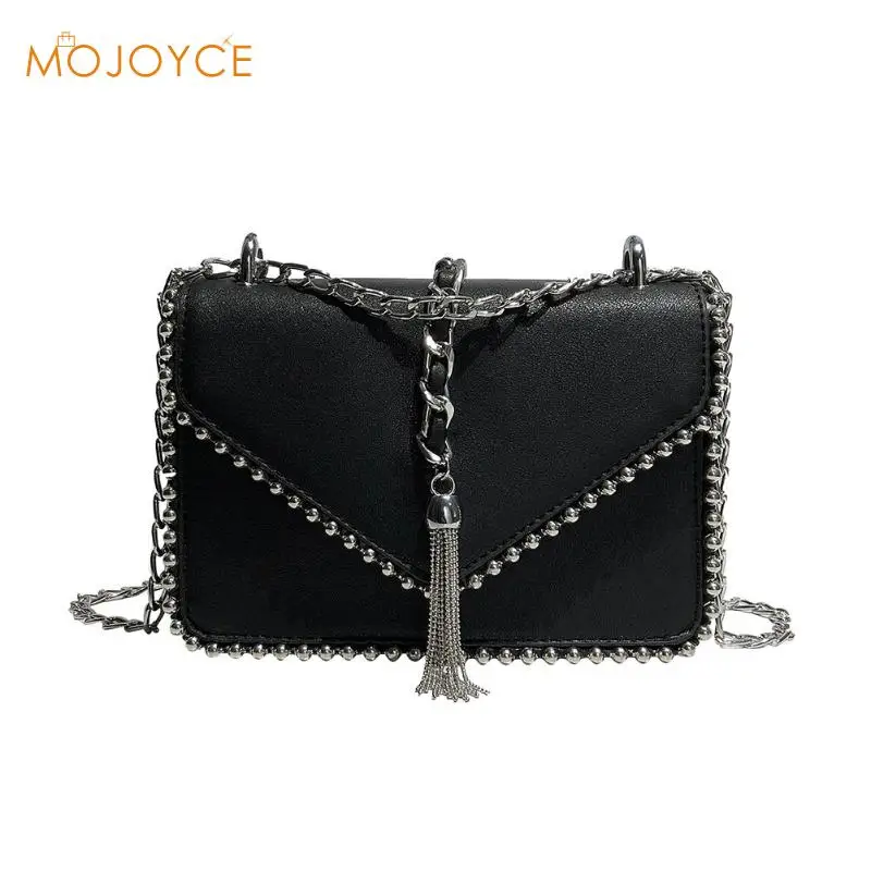 

Women PU Leather Rivet Tassel Bag Girls Fashion Solid Small Messenger Bags Femal Crossbody Shoulder Bag Bolsa Feminina 2018 New