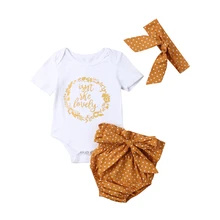 Комплект из 3 предметов для новорожденных, для маленьких мальчиков одежда, Цветочный комбинезон шорты и повязка на голову, хлопковая одежда для малышей для Комплект одежды для девочек Одежда для малышей
