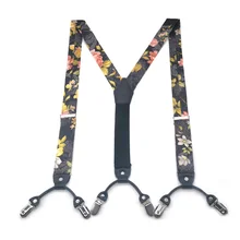 Китайская роза Пейсли различные классические 6 клипс шелковые подтяжки высокая эластичная Регулируемая ремень для мужчин брюки подтяжки сверхмощный