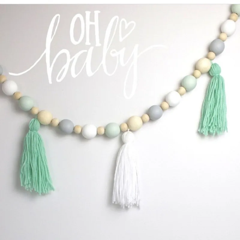 Nordic Стиль в форме симпатичной звезды деревянные бусины Tassel Pendant украшение
