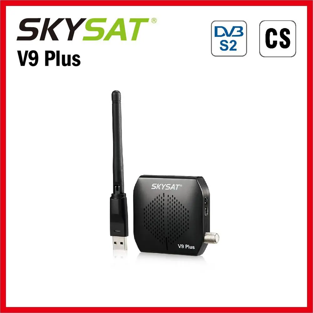 

SKYSAT V9 Plus HD Super Mini DVBS2 Satellite Receiver support CS CCCams Server hd Newcamd WiFi 3G Youtube PVR PowerVu Biss V9+
