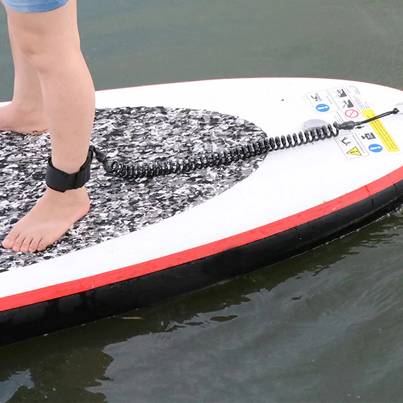 

10ft Ankle Leash Surfing Coiled Stand UP Paddle Board Black TPU Paddle Board Foot Leg Rope Surfboard Raft Traction Rope