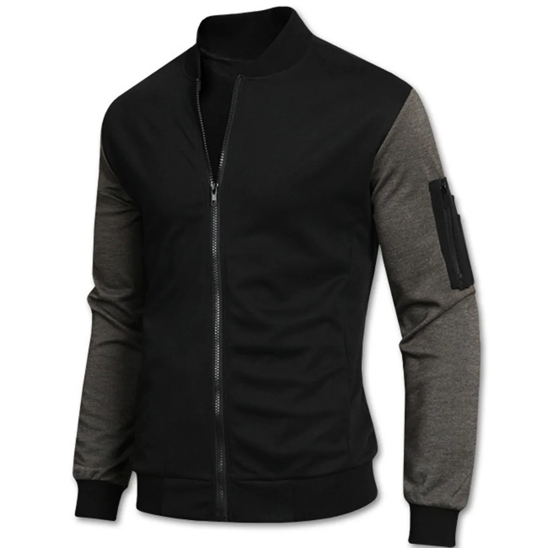 2019 Aowofs Autumn New Temperament Men's Jacket Stand Collar Jacket Baseball Cardigan Color Sleeve Men's Jacket Casual Shirt