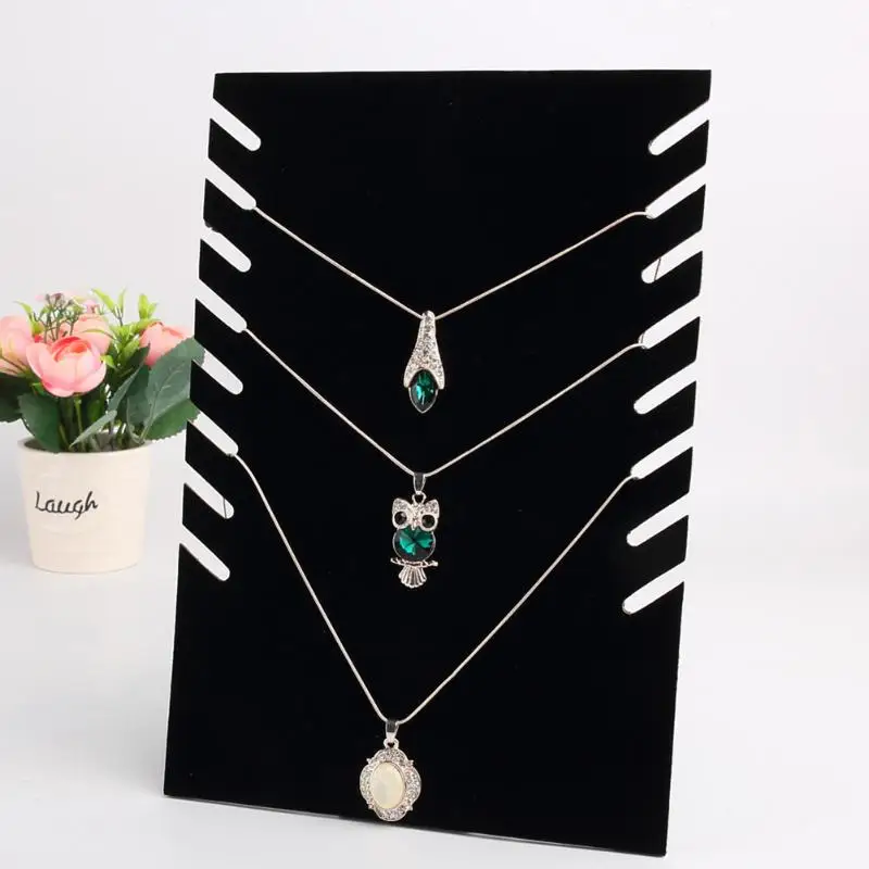 

Necklace Pendant Chain Display Holder Stand Velvet Easel Organizer Rack