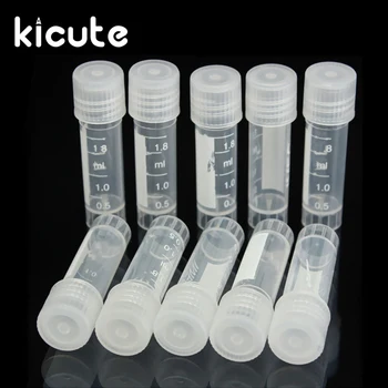 

Kicute 10pcs/pack 1.8ml Plastic Centrifuge Test Tube With Screw Cap Vial Container Self Standing School Supplies Lab Equipment