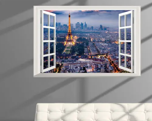 

Eiffel Tower City Night 3D Window Wall Sticker Mural Art Removable Vinyl Decor