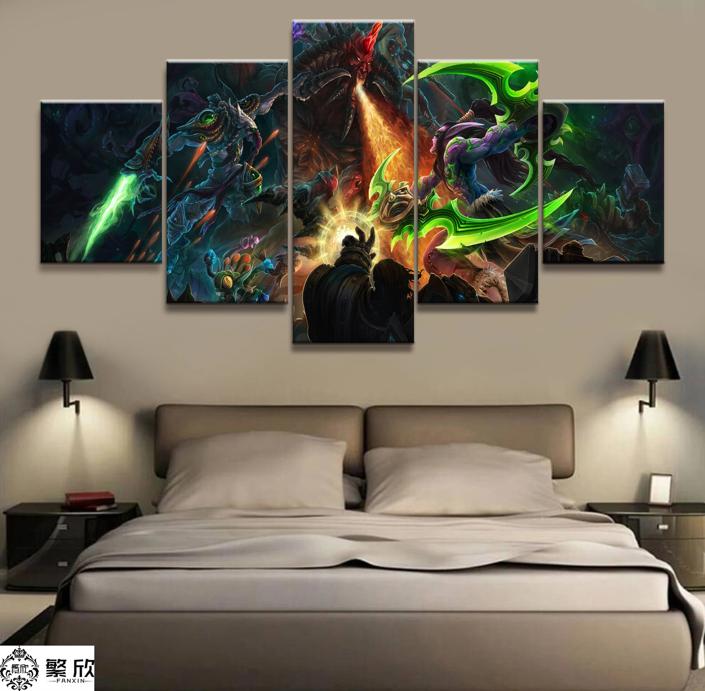  5 Piece Classic Game WOW Warcraft DOTA 2 Painting Poster Decorative Mural Art Room Wall Decor Canva