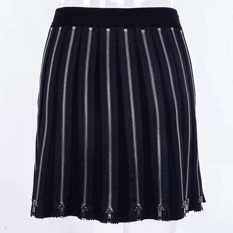 Женская юбка в стиле панк, в полоску, в стиле пэчворк, короткая, мини, трапециевидная, на молнии, с разрезом, в стиле пэчворк, Harajuku, готическая юбка, модная, с высокой талией, юбка