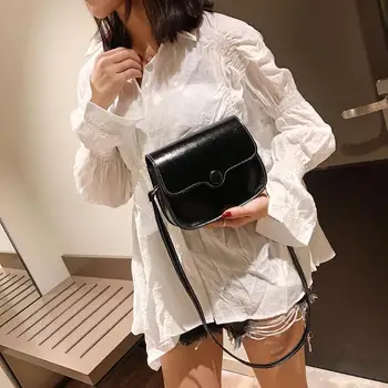

Oil Wax Leather Small Flap Women Shoulder Bags Fashion Square Light Portable Crossbody Bag Bolsa Feminina