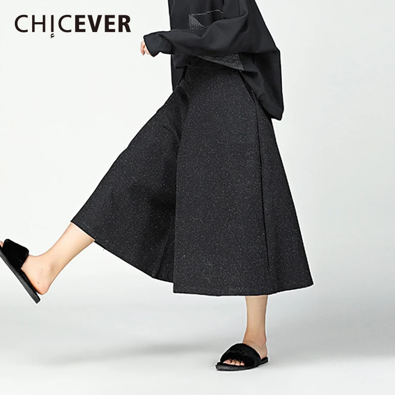 

CHICEVER Winter Vintage Black Trousers For Women Pant Loose Big Size Swing High Waist Flare Pants Female Fashion Casual 2019