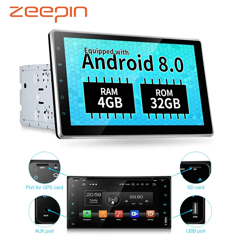 

Android8.0 Car Multimedia Player GPS 4G WiFi 10.1'' Bluetooth Auto Audio Radio Mirror Link AV Out Camera OBD 4+32GB for VW Honda