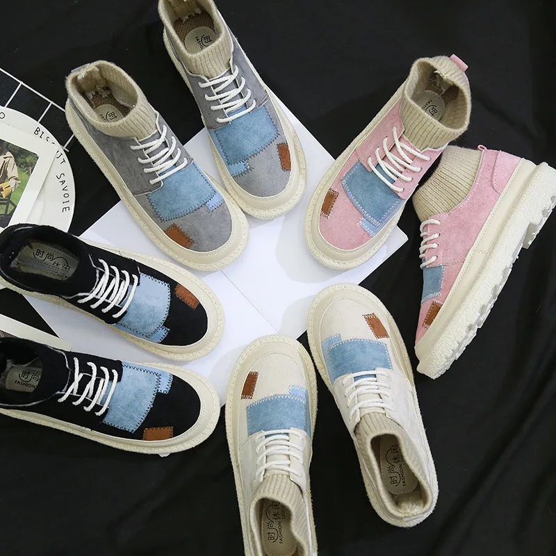 

New Pattern Ins Canvas Shoe Woman Original Old Ulzzang Student Han Banbai Build Small White Cotton Shoes Small White Shoes