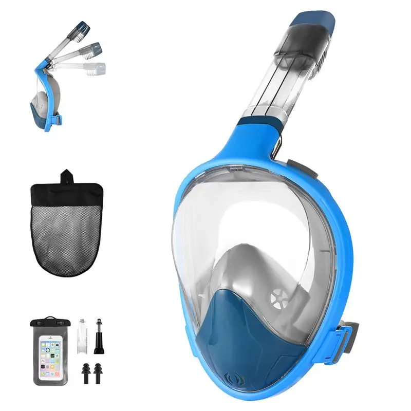 

RUNACC Diving Mask Full Face scuba Mask Foldable Snorkeling mask swimming underwater mask with Waterproof Phone Pouch Earplug