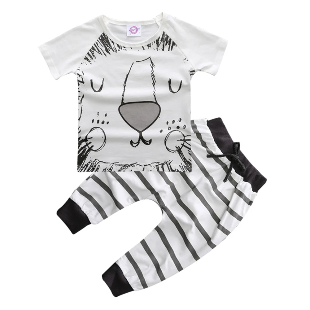 

2pcs Summer Home Baby Cotton Baby'S Boys Short-Sleeved T-Shirt Trousers Children'S Top Pants
