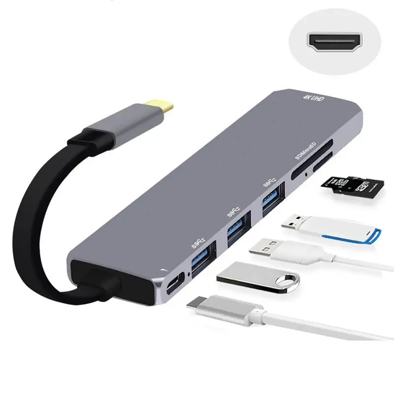 

Type-c USB C Type C Multi-port HDMI 4K Adapter With 3 USB Ports SD/TF Card Reader USB C PD Power Delivery For Laptop
